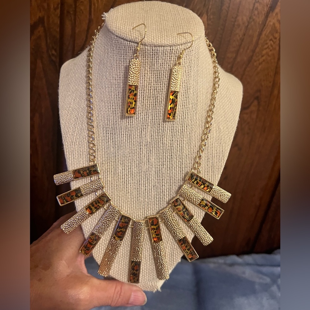 Shop LC Necklace & Earring Gold Tone Set, new with tag, costume